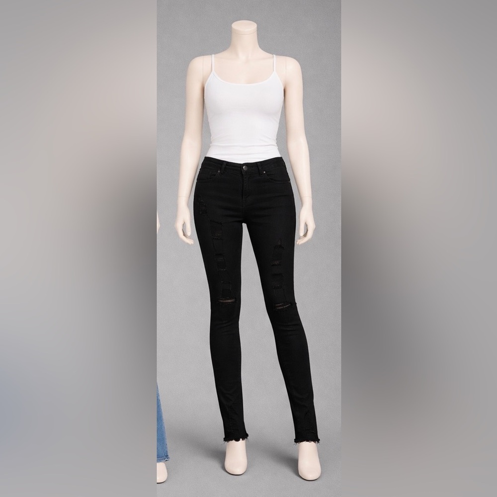 Black Distressed Women Jeans